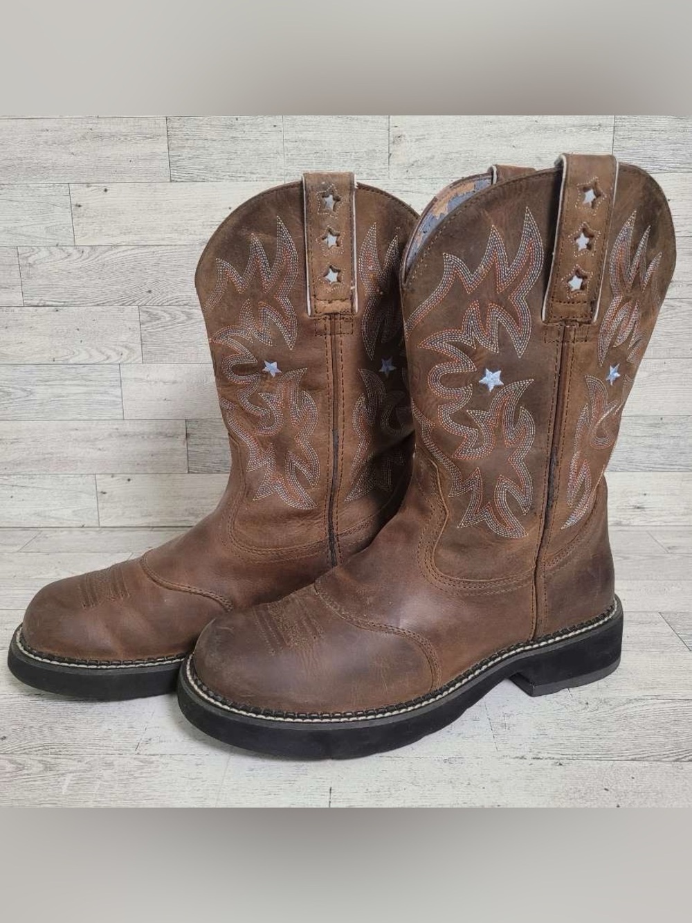 Women’s Ariat Probaby Western Brown Leather Rodeo Cowboy Boots Size 10 D